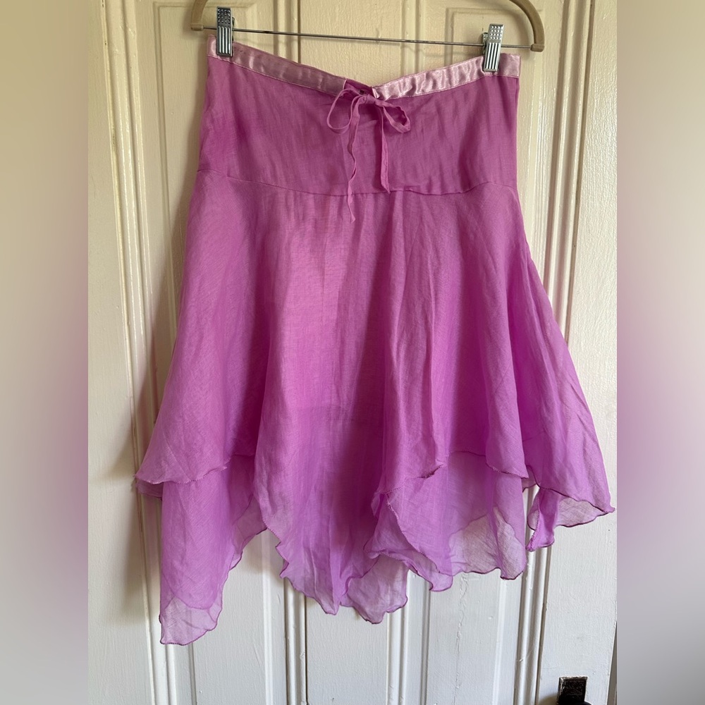 Boho fairy Women’s Flowy Pink Handkerchief Hem Skirt 15in across